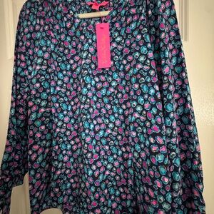 Lilly Pulitzer Blue and Pink Patterned Blouse